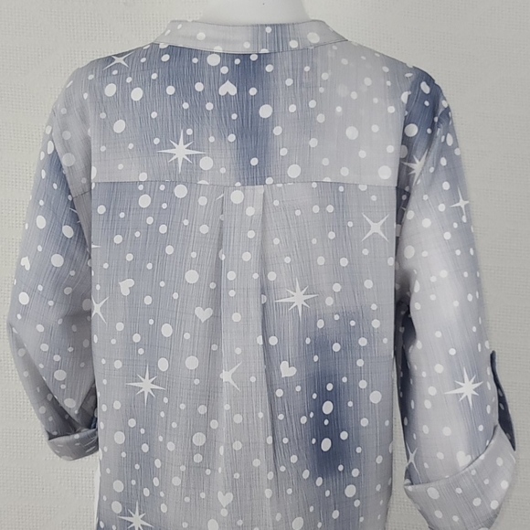 FLORYDAY Heart & Star Print Button Up Top - Picture 8 of 13